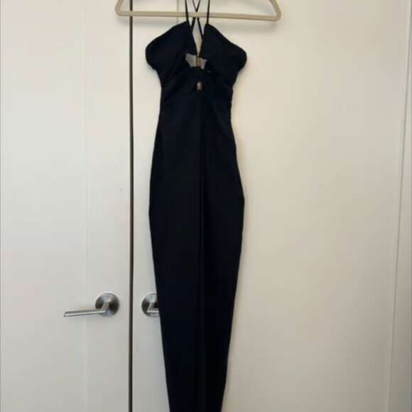 ZARA Cut Out Midi Dress, Wooden Bead Detail, Black, XS - Picture 7 of 12